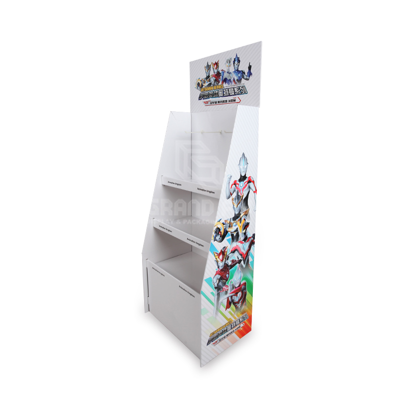 Stationery Corrugated Flooring Display Stand with Hook & Shelf-2 Stationery Corrugated Flooring Display Stand with Hook & Shelf-2