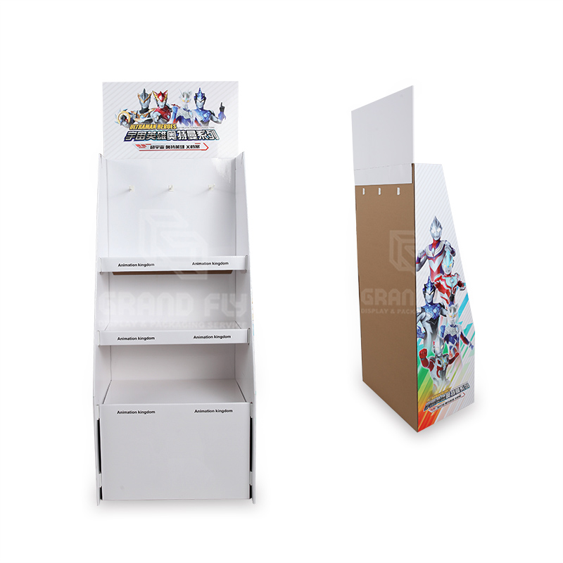 Stationery Corrugated Flooring Display Stand with Hook & Shelf-3 Stationery Corrugated Flooring Display Stand with Hook & Shelf-3