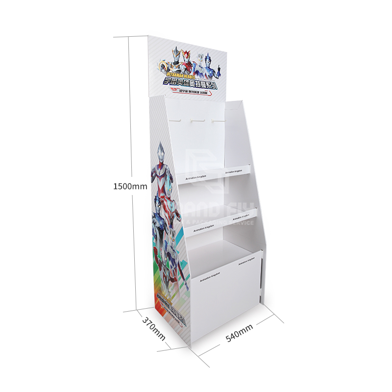 Stationery Corrugated Flooring Display Stand with Hook & Shelf-4 Stationery Corrugated Flooring Display Stand with Hook & Shelf-4