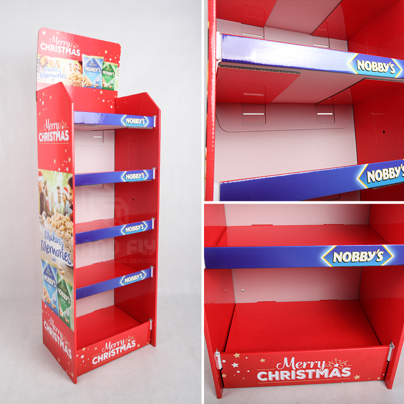Cardboard Floor Retail Snack Display for Christmas Promotion-4 Cardboard Floor Retail Snack Display for Christmas Promotion-4