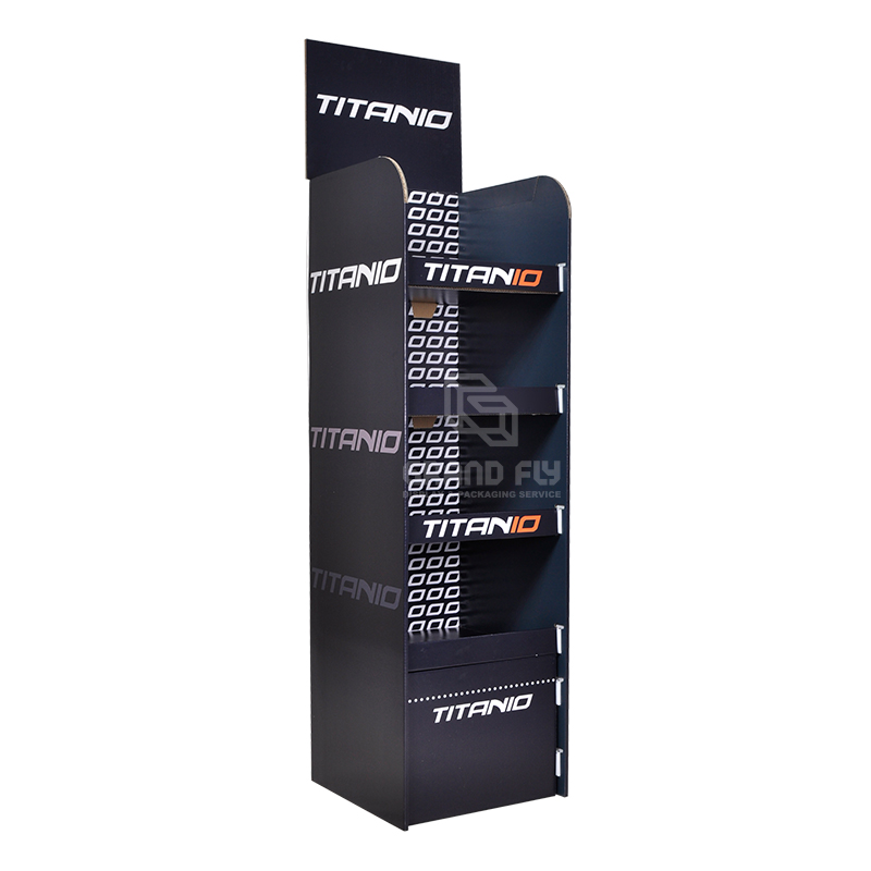 Custom 4 Tier Cardboard Floor Display Rack for Clothing-1 Custom 4 Tier Cardboard Floor Display Rack for Clothing-1