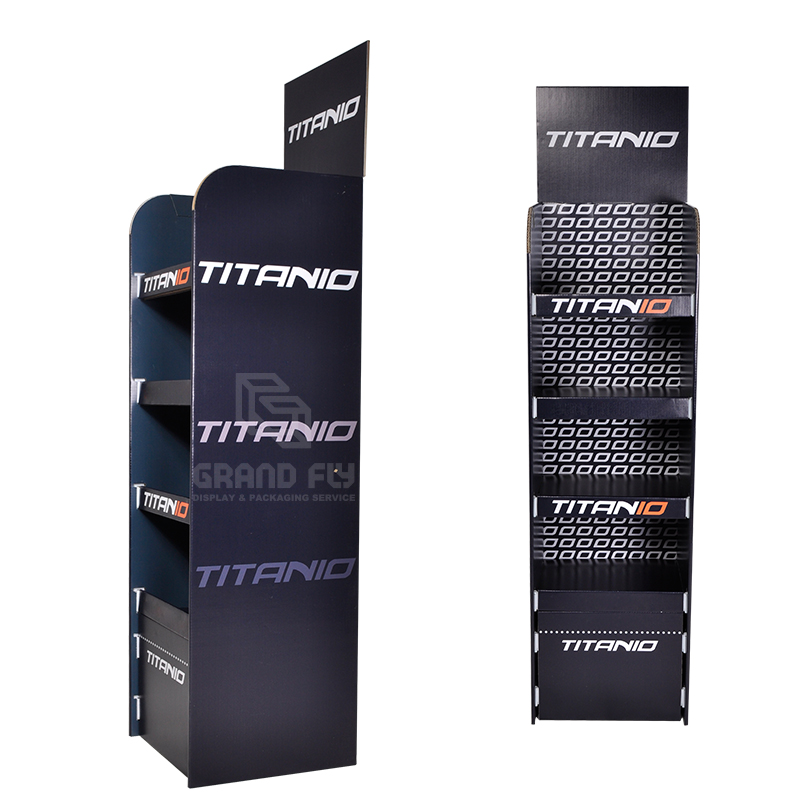 Custom 4 Tier Cardboard Floor Display Rack for Clothing-2 Custom 4 Tier Cardboard Floor Display Rack for Clothing-2