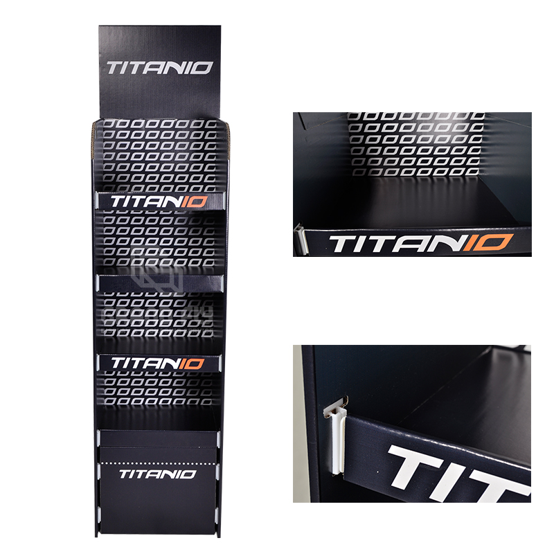 Custom 4 Tier Cardboard Floor Display Rack for Clothing-3 Custom 4 Tier Cardboard Floor Display Rack for Clothing-3