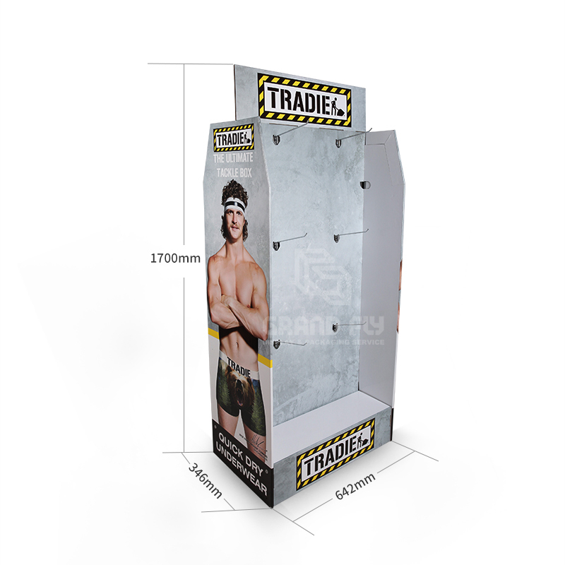Two Sides POS Cardboard Hook Display Rack for Men's Underwear-4 Two Sides POS Cardboard Hook Display Rack for Men's Underwear-4