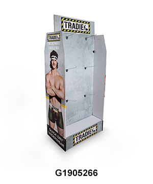 Two Sides POS Cardboard Hook Display Rack for Men's Underwear