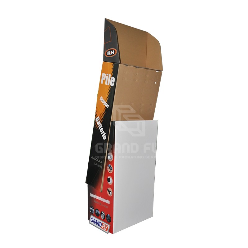 Cardboard POS Battery Floor Display Stand with PocketCompartment-3 Cardboard POS Battery Floor Display Stand with PocketCompartment-3