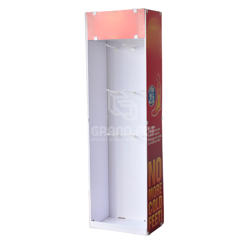 Corrugated Carton Endcap Sidekick Display with Hook for Sock-1 Corrugated Carton Endcap Sidekick Display with Hook for Sock-1
