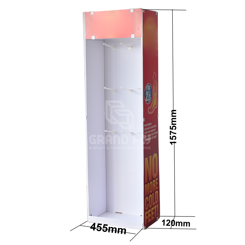 Corrugated Carton Endcap Sidekick Display with Hook for Sock-4 Corrugated Carton Endcap Sidekick Display with Hook for Sock-4