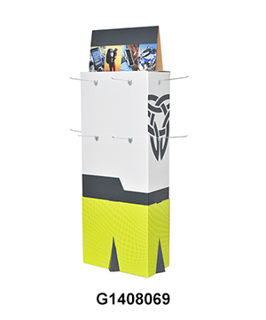 4-Sides Mobile Phone Shell Paper Display Rack with Hooks