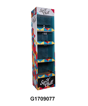 Corrugated Freestanding Water Bottle Display Rack with 4 Shelf