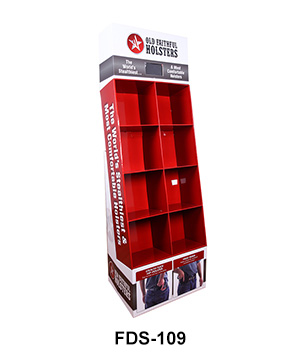 Pockets Shipper Corrugated Floor Display with LCD for Holster