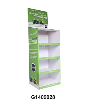 Wireless Router Cardboard Shop Floor Display with 4 Shelf