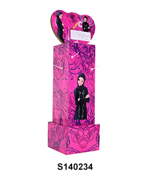 4 Sides Carton FSDU Hook Display Stand with Heart-shaped Header