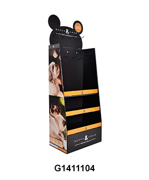 Cardboard Shop Display with Shelf & Hooks for Pet Brush