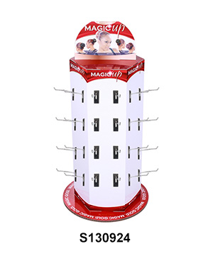 Custom Rotating Hexagon Counter Display with Peg for Hair Accessories