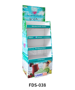 Custom 4 Shelf Cradboard Floor Display for Coconut Juice