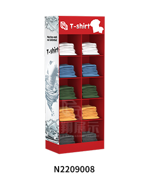 Custom Printed 10 Cubby Cardboard Floor T-shirt Display Shelf