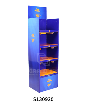 POS Carton 4 Shelf Floor Display Stand for Food