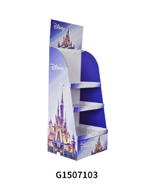 Custom Cardboard Stationery Floor Display Rack with 3 Shelf