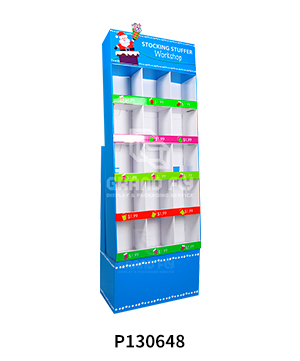 Custom Christmas Corrugated Floor Displays with Multi-Pockets