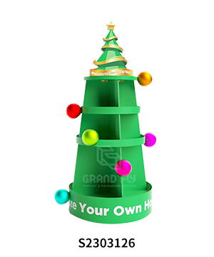 Round Christmas Tree Shape Design Cardboard Floor Display