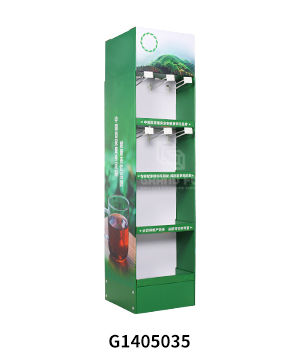 Custom 2 Side Corrugated Floor Display with 4 Tier for Tea