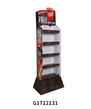Custom 5 Tier Cardboard Floor Display for Coffee Cup